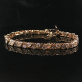 14k Yellow Gold and 5cttw Diamond Ladies Fancy Link Bracelet 7"