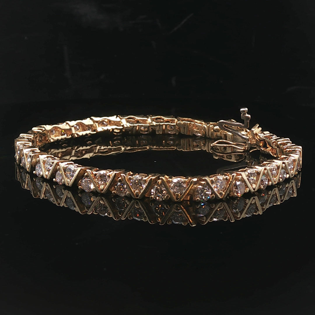 14k Yellow Gold and 5cttw Diamond Ladies Fancy Link Bracelet 7"