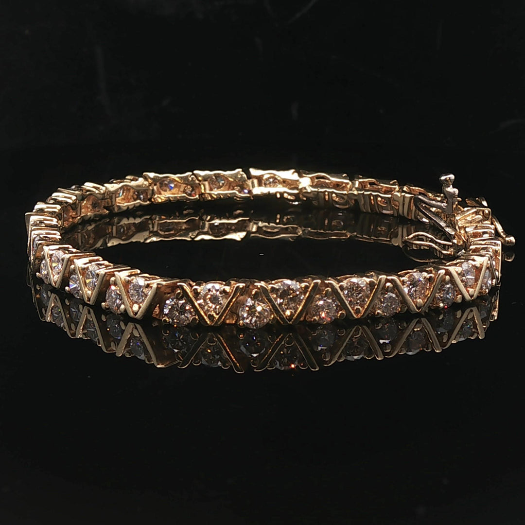 14k Yellow Gold and 5cttw Diamond Ladies Fancy Link Bracelet 7"