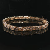 14k Yellow Gold and 5cttw Diamond Ladies Fancy Link Bracelet 7"