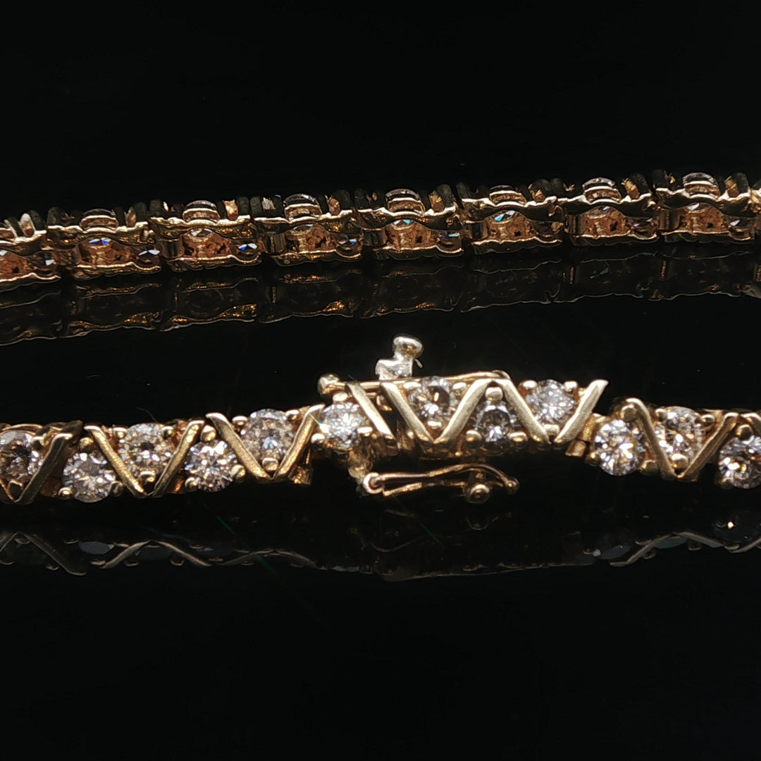 14k Yellow Gold and 5cttw Diamond Ladies Fancy Link Bracelet 7"