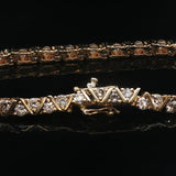 14k Yellow Gold and 5cttw Diamond Ladies Fancy Link Bracelet 7"