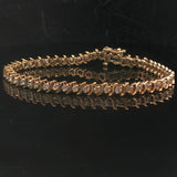14k Yellow Gold and 2cttw Diamond Vintage S Link Tennis Bracelet 7"