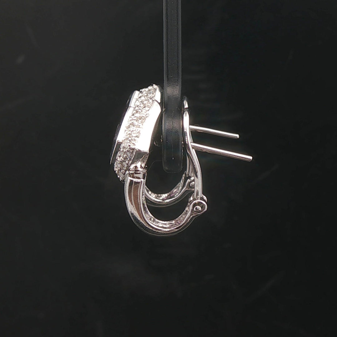 18k White Gold Amethyst and Diamond 6g Huggie Earrings