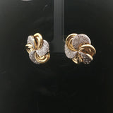 18k Yellow and White Gold 2cttw Diamond Vintage Floral Spiral Stud Earrings