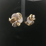 18k Yellow and White Gold 2cttw Diamond Vintage Floral Spiral Stud Earrings