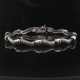 18k White Gold and 1.5cttw Diamond Curved Bar Link Bracelet 7"