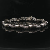 18k White Gold and 1.5cttw Diamond Curved Bar Link Bracelet 7"