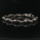 18k White Gold and 1.5cttw Diamond Curved Bar Link Bracelet 7"