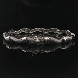 18k White Gold and 1.5cttw Diamond Curved Bar Link Bracelet 7"
