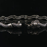 18k White Gold and 1.5cttw Diamond Curved Bar Link Bracelet 7"