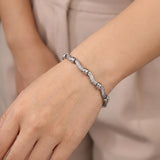 18k White Gold and 1.5cttw Diamond Curved Bar Link Bracelet 7"