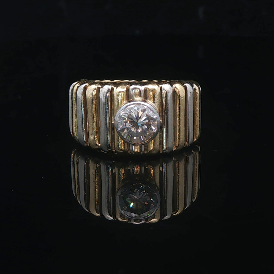 18k Yellow and White Gold 0.30ct Bezel Set Diamond Ladies Ring Size 3