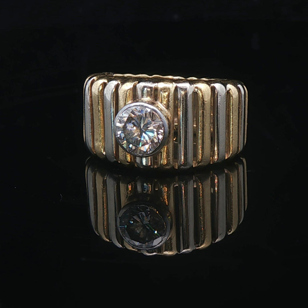 18k Yellow and White Gold 0.30ct Bezel Set Diamond Ladies Ring Size 3