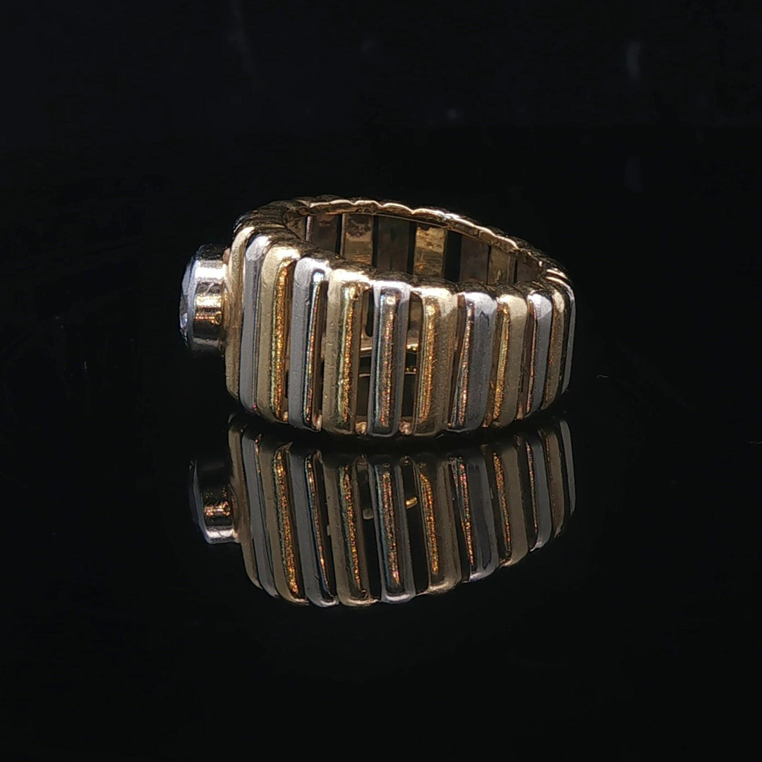 18k Yellow and White Gold 0.30ct Bezel Set Diamond Ladies Ring Size 3