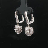 14k White Gold and 1cttw Diamond Drop Dangle Earrings 1"