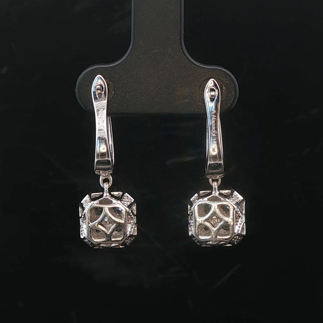 14k White Gold and 1cttw Diamond Drop Dangle Earrings 1"