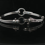 18k White Gold and Diamond 20.5g Circle Motif Bangle Bracelet 6.25"