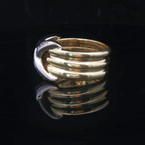 LeVian 18k Yellow and White Gold 14.3g Diamond Three Row X Ring Size 6.5