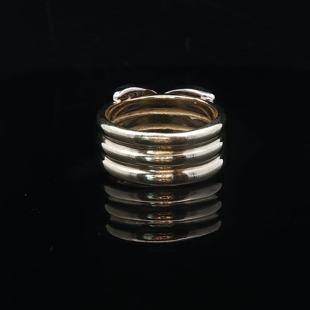 LeVian 18k Yellow and White Gold 14.3g Diamond Three Row X Ring Size 6.5