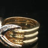 LeVian 18k Yellow and White Gold 14.3g Diamond Three Row X Ring Size 6.5