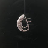 14k White Gold and 0.50cttw Pave Diamond Huggie Earrings