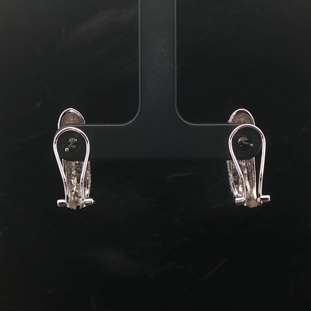 14k White Gold and 0.50cttw Pave Diamond Huggie Earrings