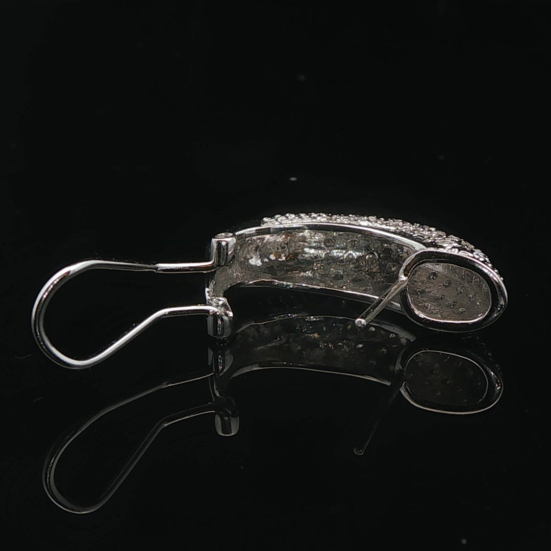 14k White Gold and 0.50cttw Pave Diamond Huggie Earrings