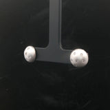 14k White Gold and Diamond Satin Finish Button Stud Earrings