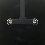 14k White Gold and Diamond Satin Finish Button Stud Earrings