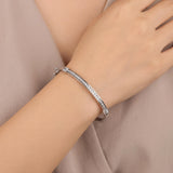 14k White Gold and 0.50cttw Diamond 18.6g Solid Bangle Bracelet 6.75"