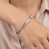 14k White Gold and 0.50cttw Diamond 18.6g Solid Bangle Bracelet 6.75"