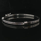 14k White Gold and 0.50cttw Diamond 18.6g Solid Bangle Bracelet 6.75"