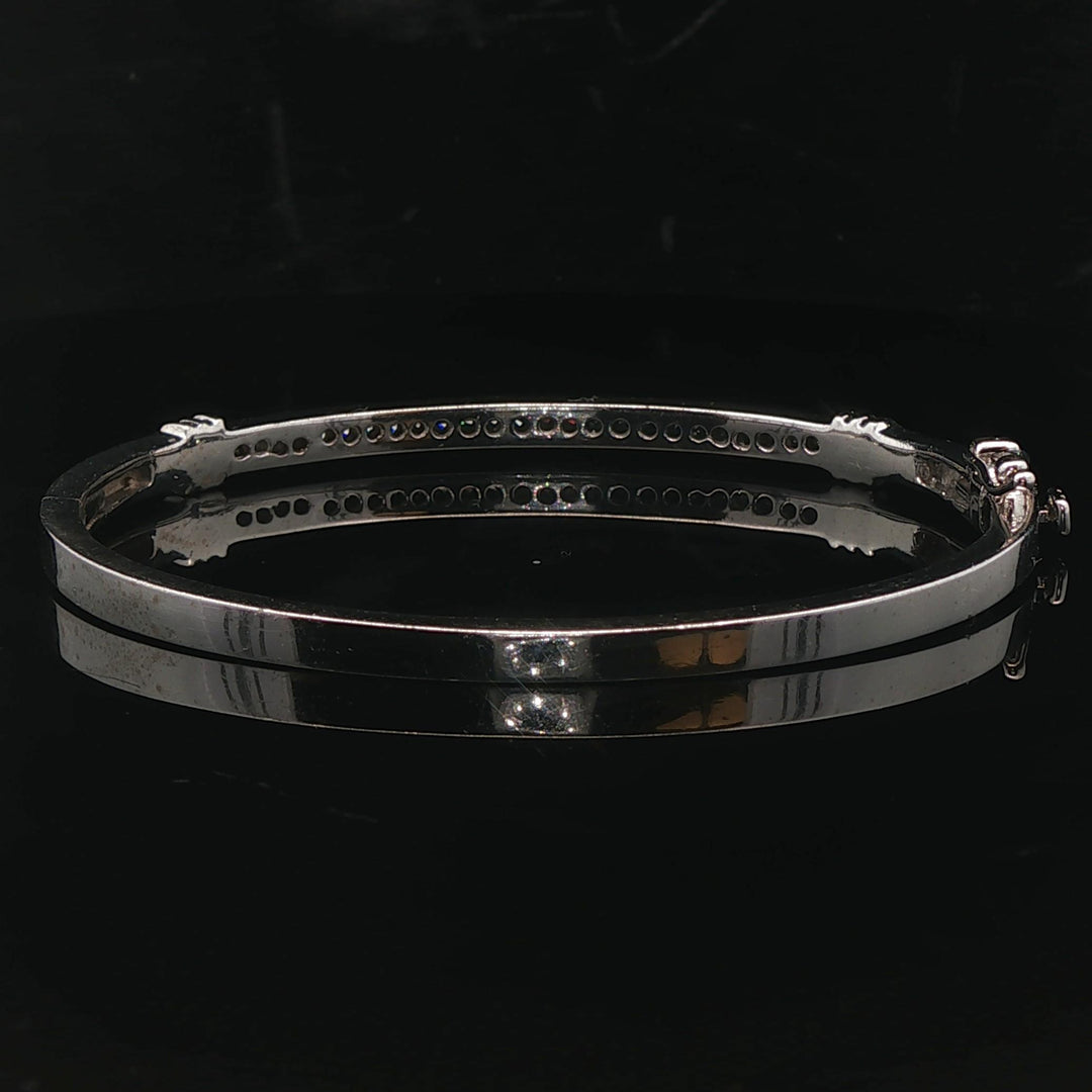 14k White Gold and 0.50cttw Diamond 18.6g Solid Bangle Bracelet 6.75"