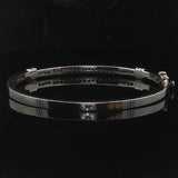 14k White Gold and 0.50cttw Diamond 18.6g Solid Bangle Bracelet 6.75"