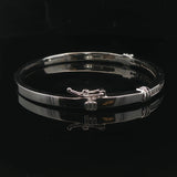 14k White Gold and 0.50cttw Diamond 18.6g Solid Bangle Bracelet 6.75"