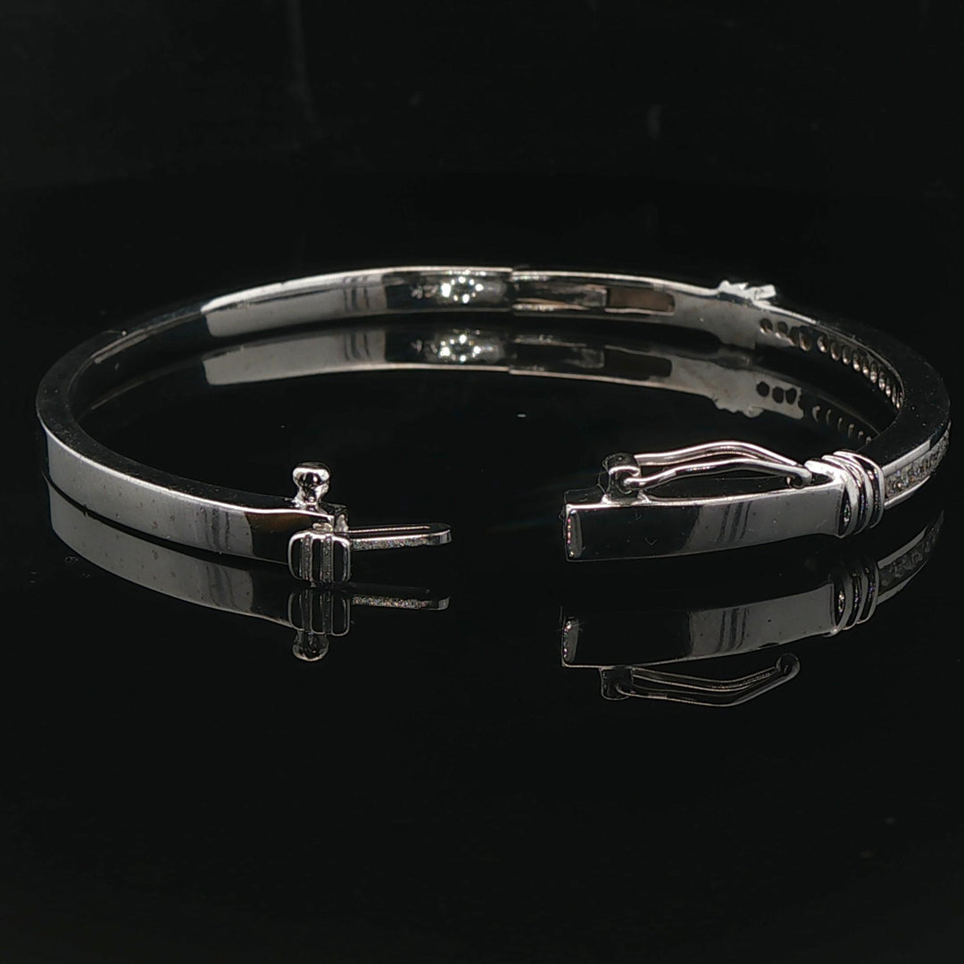 14k White Gold and 0.50cttw Diamond 18.6g Solid Bangle Bracelet 6.75"