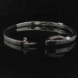 14k White Gold and 0.50cttw Diamond 18.6g Solid Bangle Bracelet 6.75"