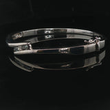14k White Gold Iolite and Diamond 18.3g Solid Bypass Bangle Bracelet 6.75"