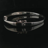 14k White Gold Iolite and Diamond 18.3g Solid Bypass Bangle Bracelet 6.75"