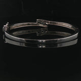 14k White Gold Iolite and Diamond 18.3g Solid Bypass Bangle Bracelet 6.75"