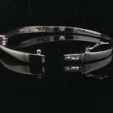 14k White Gold Iolite and Diamond 18.3g Solid Bypass Bangle Bracelet 6.75"