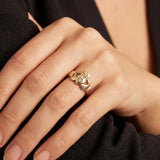 14k Yellow Gold and 0.05ct Diamond Solid Claddagh Ring Size 9