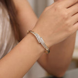 14k Yellow Gold 21g and 1.5cttw Diamond Vintage Bypass Bangle Bracelet 6.75"