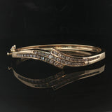 14k Yellow Gold 21g and 1.5cttw Diamond Vintage Bypass Bangle Bracelet 6.75"