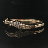14k Yellow Gold 21g and 1.5cttw Diamond Vintage Bypass Bangle Bracelet 6.75"