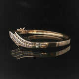 14k Yellow Gold 21g and 1.5cttw Diamond Vintage Bypass Bangle Bracelet 6.75"