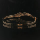 14k Yellow Gold 21g and 1.5cttw Diamond Vintage Bypass Bangle Bracelet 6.75"