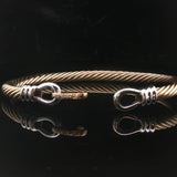14k Yellow and White Gold 12.2g Diamond Buckle Spiral Bangle Bracelet 6.75"