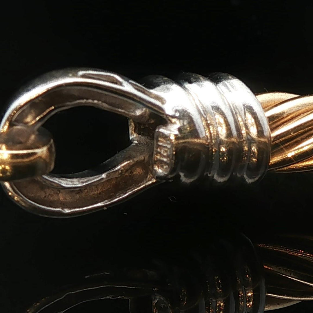 14k Yellow and White Gold 12.2g Diamond Buckle Spiral Bangle Bracelet 6.75"